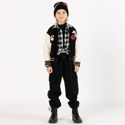 Felpa stile varsity in felpa diagonale per bambina