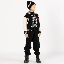 Felpa stile varsity in felpa diagonale per bambina
