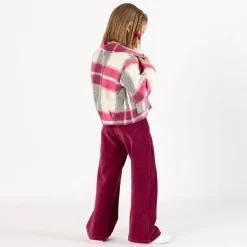 Giacca cropped a quadri per bambina