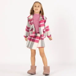 Giacca cropped a quadri per bambina