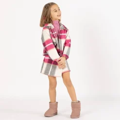 Giacca cropped a quadri per bambina