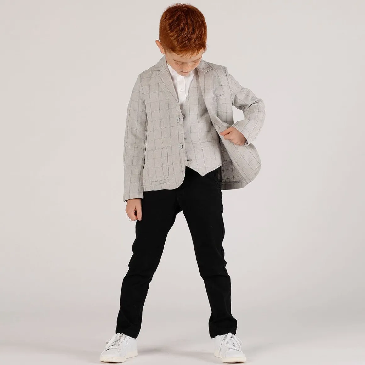 Giacca quadri grigio bambino