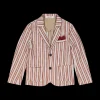 Giacca rigata bambino beige bordeaux