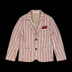 Giacca rigata bambino beige bordeaux