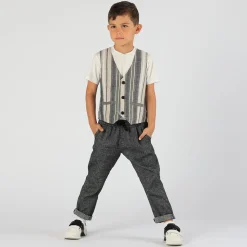 Gilet da bambino in tessuto rigato