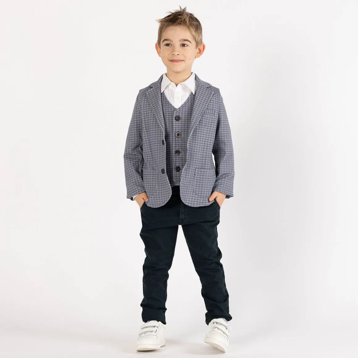 Gilet pied de poule per bambino