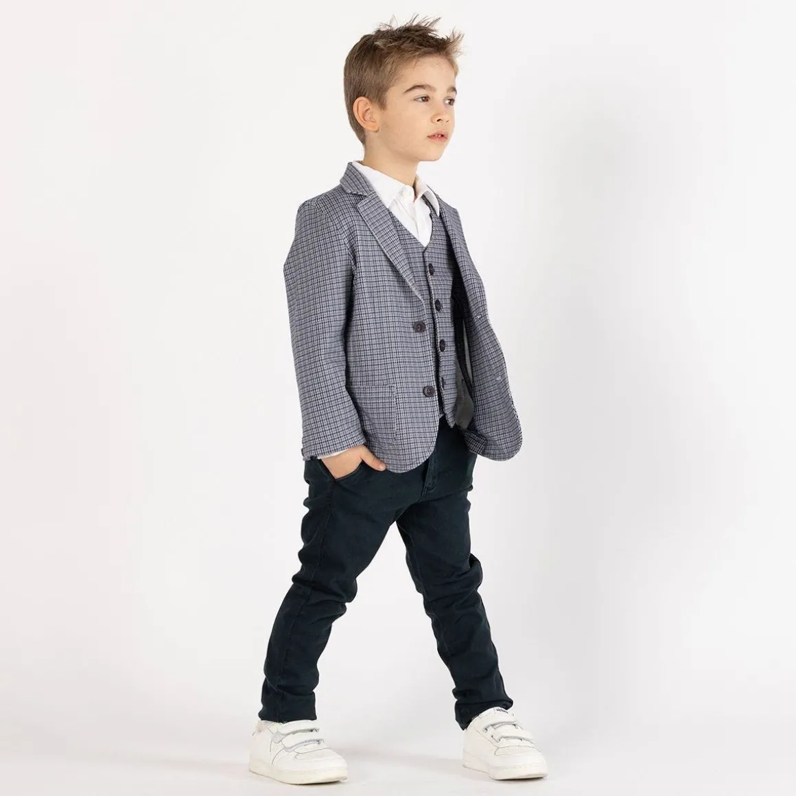 Gilet pied de poule per bambino