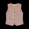 Gilet rigato bambino beige bordeaux