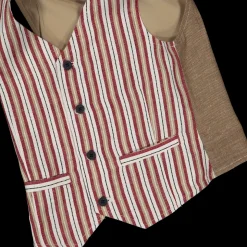 Gilet rigato bambino beige bordeaux