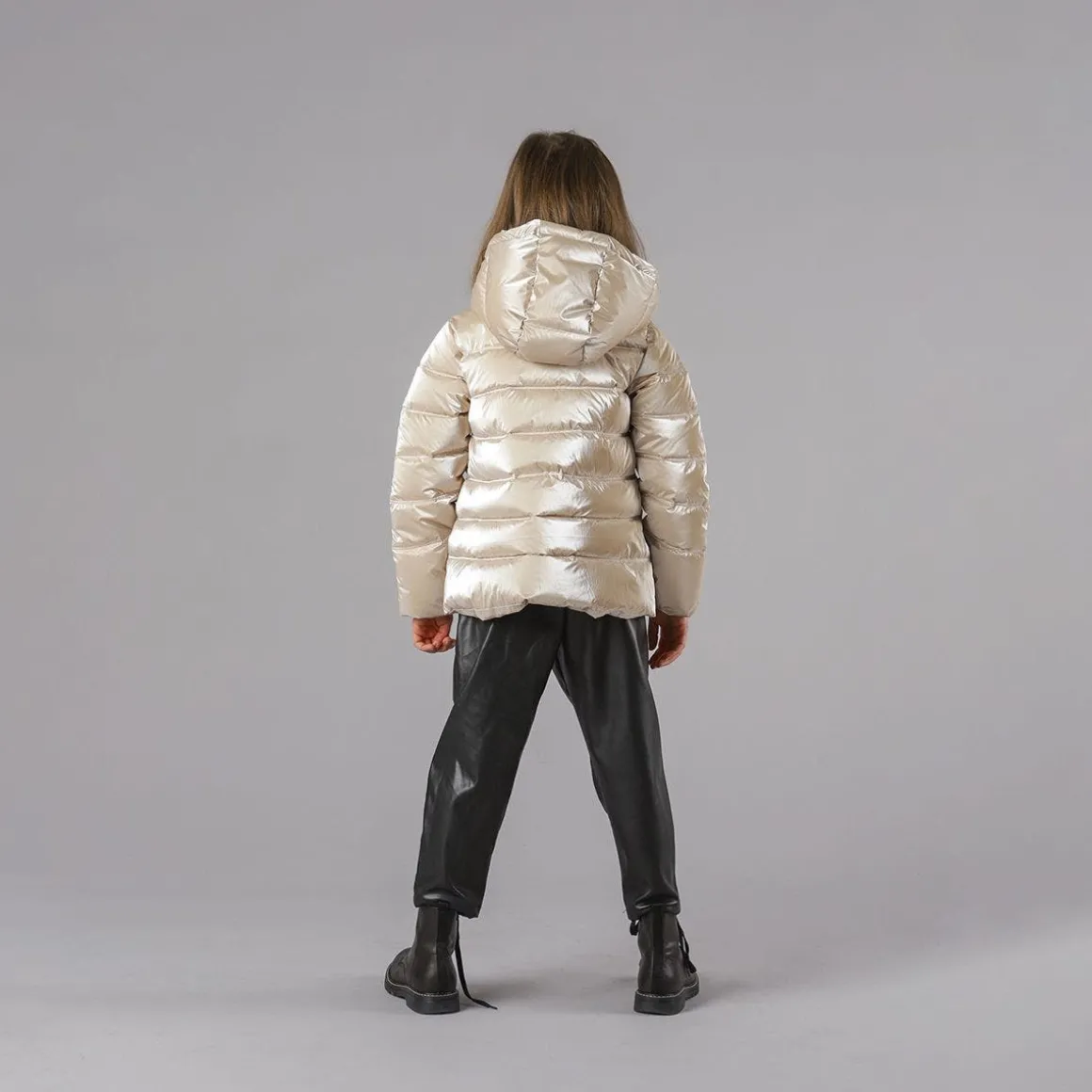 Giubbotto imbottito da bambina in tessuto cangiante