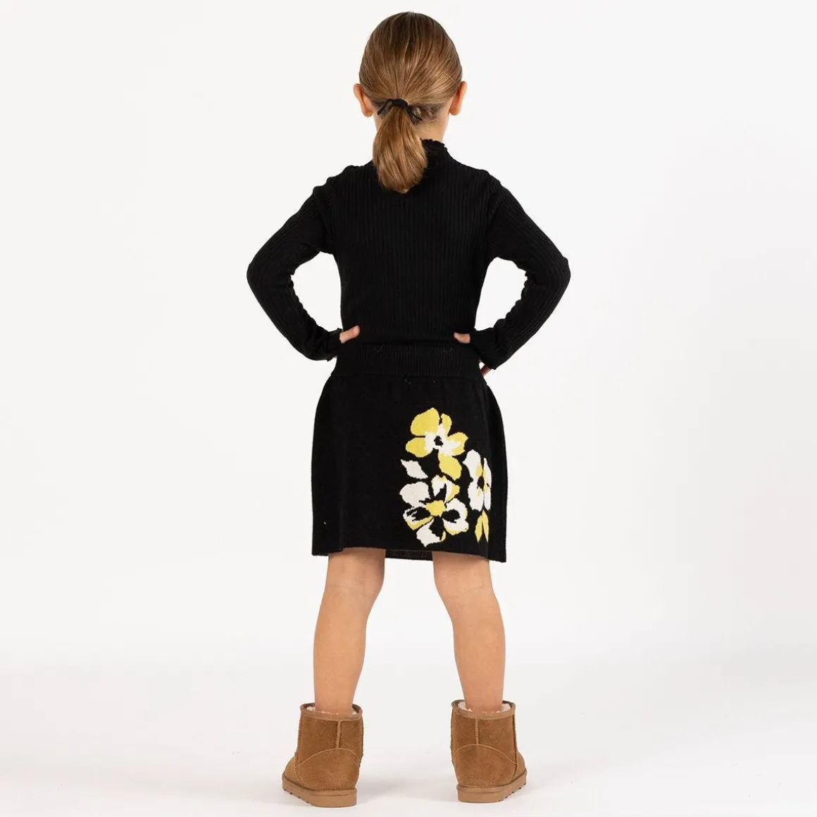 Gonna in tricot con fiori per ragazza