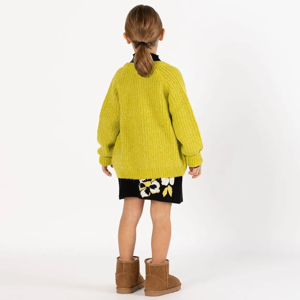Gonna in tricot con fiori per ragazza