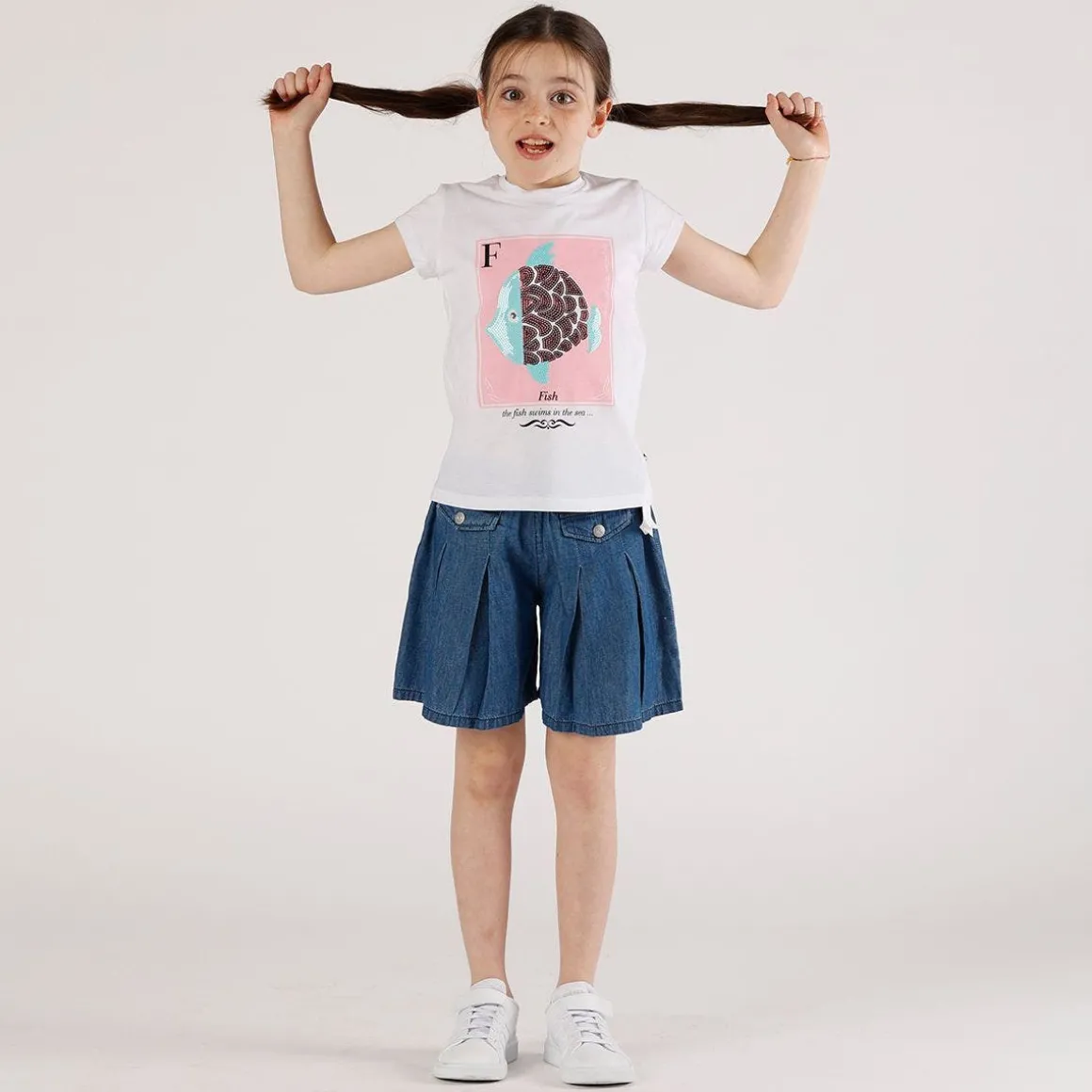 Gonnapantalone chambray da bambina