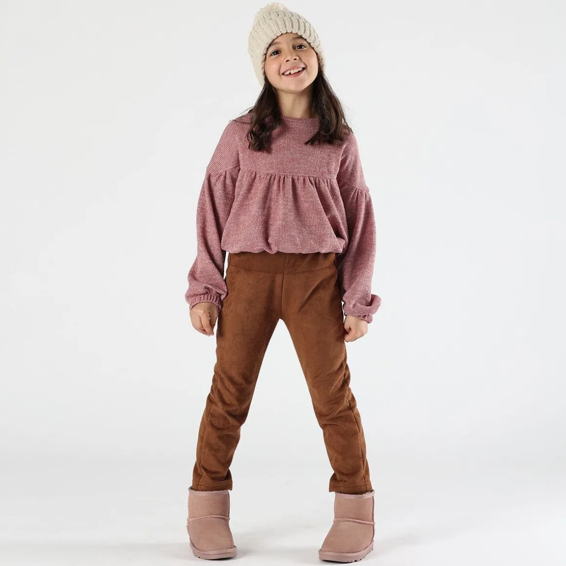 Leggings in tessuto scamosciato bambina