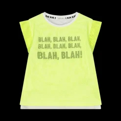 Long T-shirt da bambina in jersey e rete