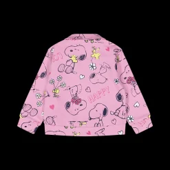 Maglia aperta in felpa stampa allover bambina.