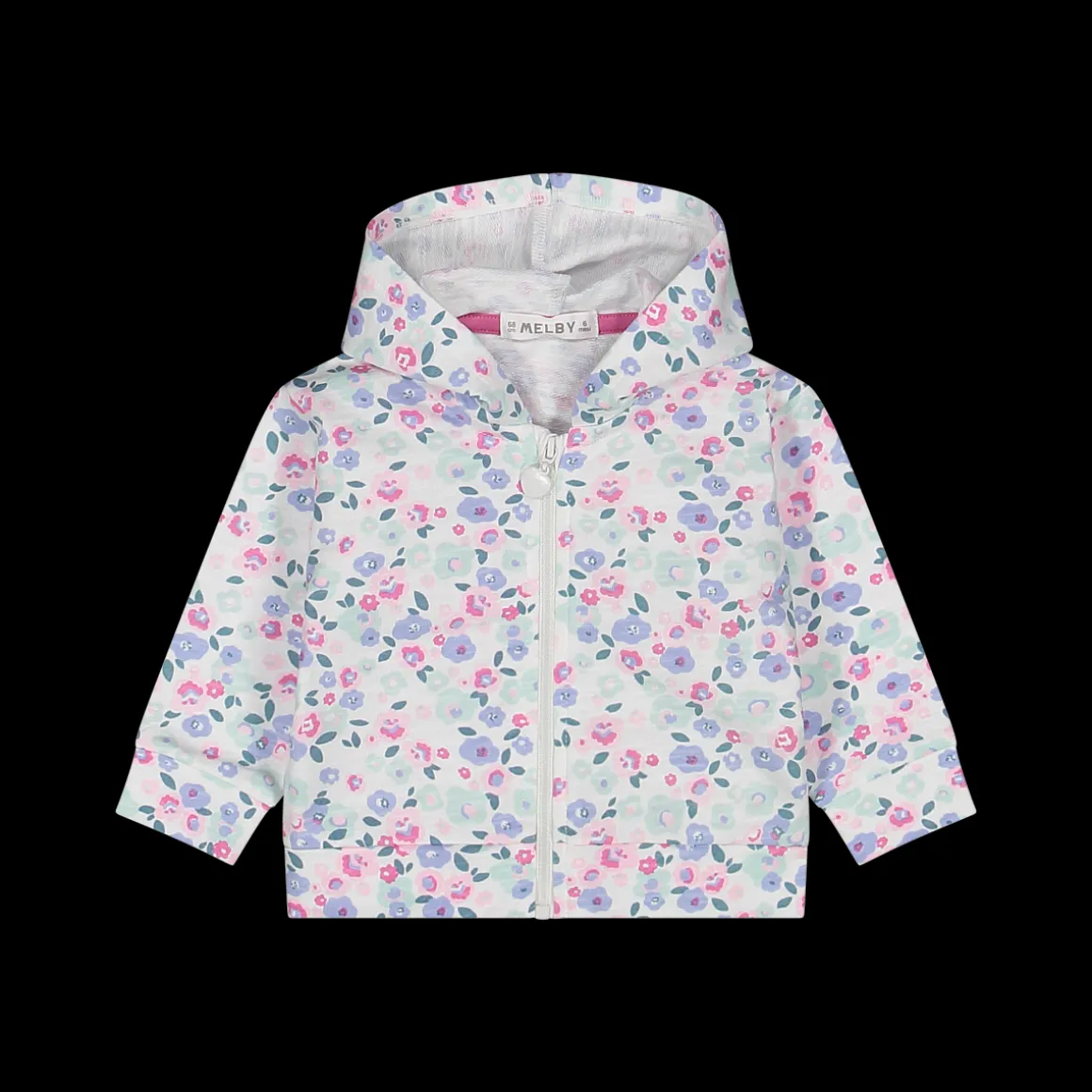 Maglia con cappuccio aperta in felpa effetto malfilè bambina