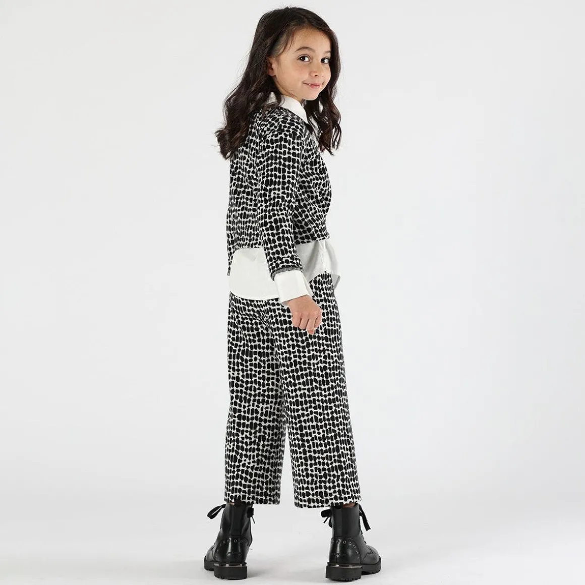 Maglia cropped bianca e nera bambina
