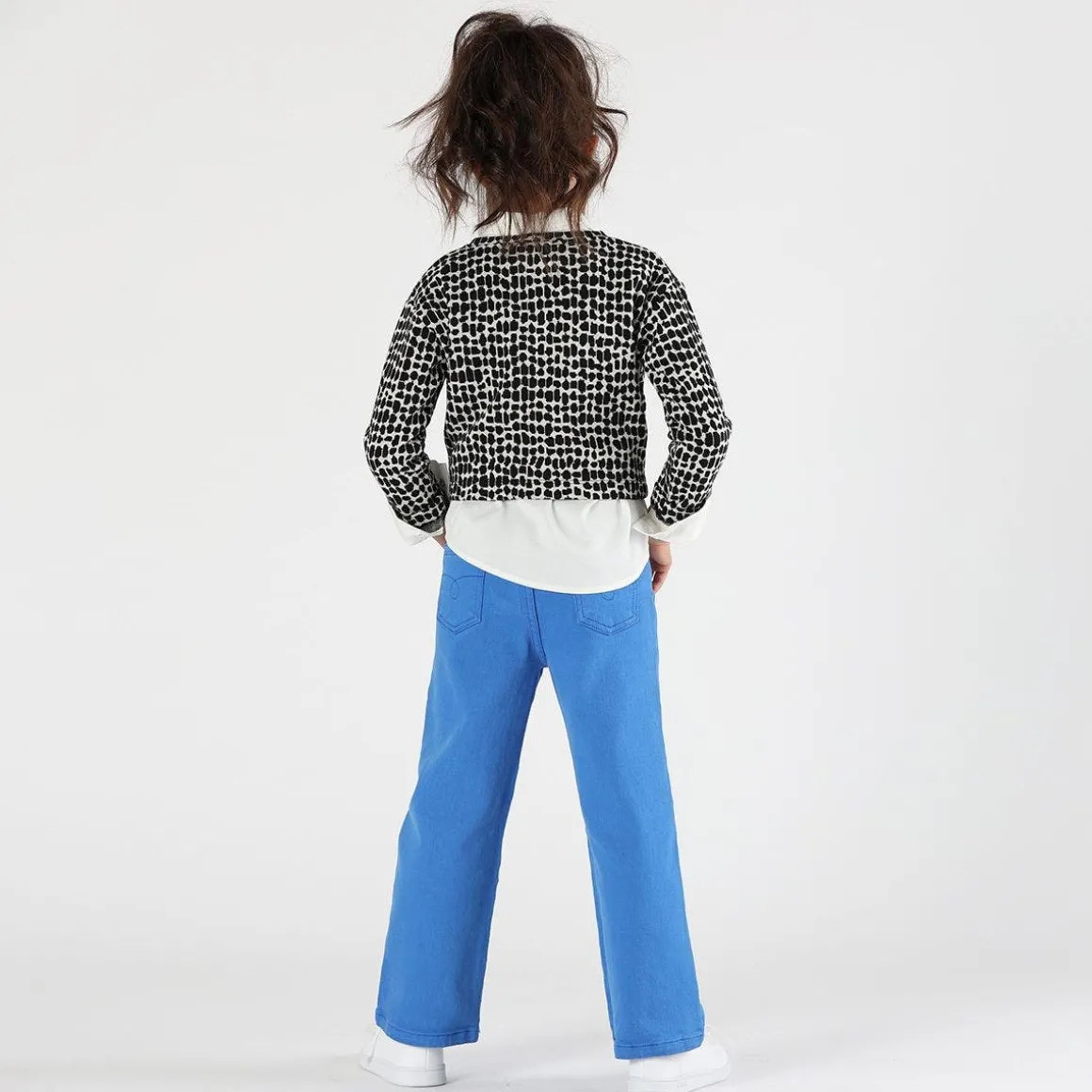 Maglia cropped bianca e nera bambina