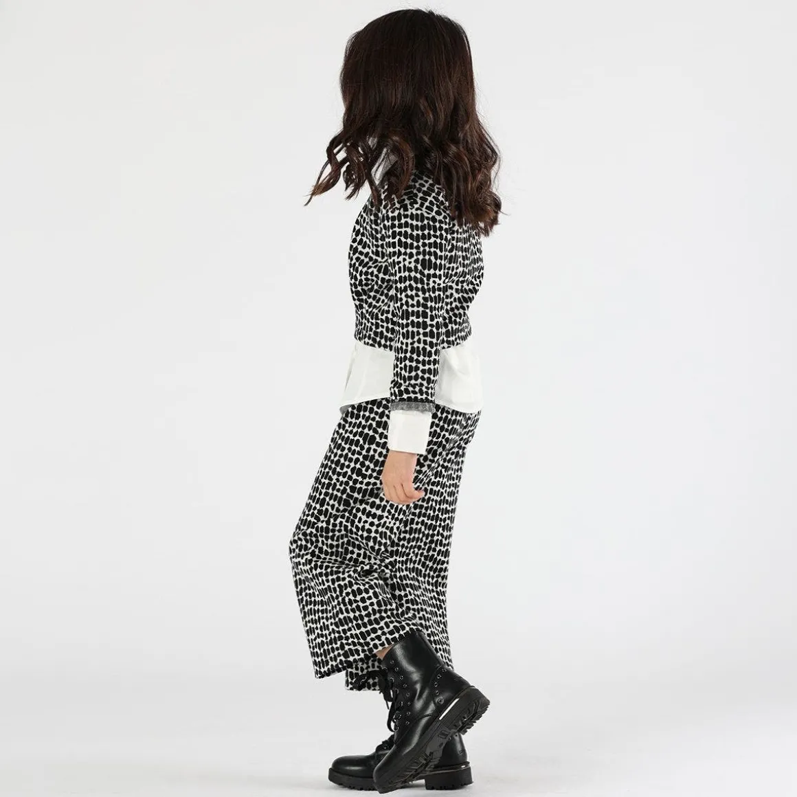 Maglia cropped bianca e nera bambina