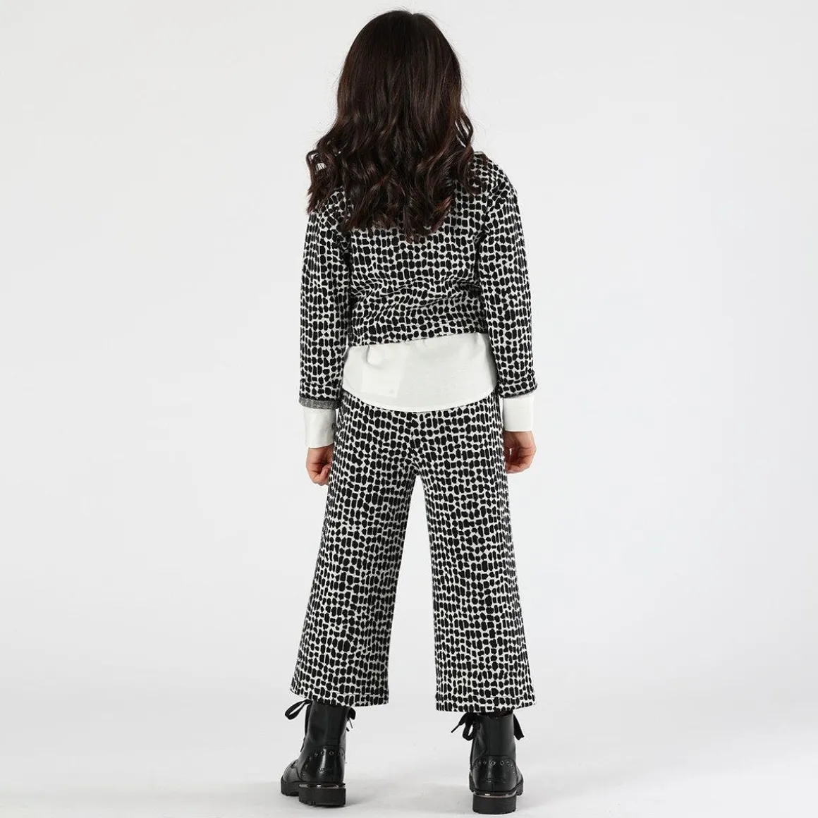 Maglia cropped bianca e nera bambina