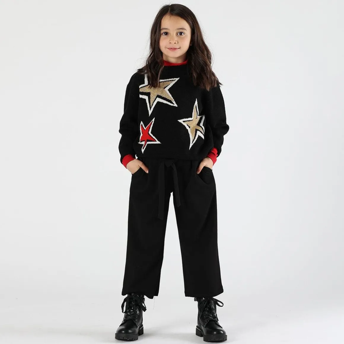 Maglia in tricot da bambina con stelle