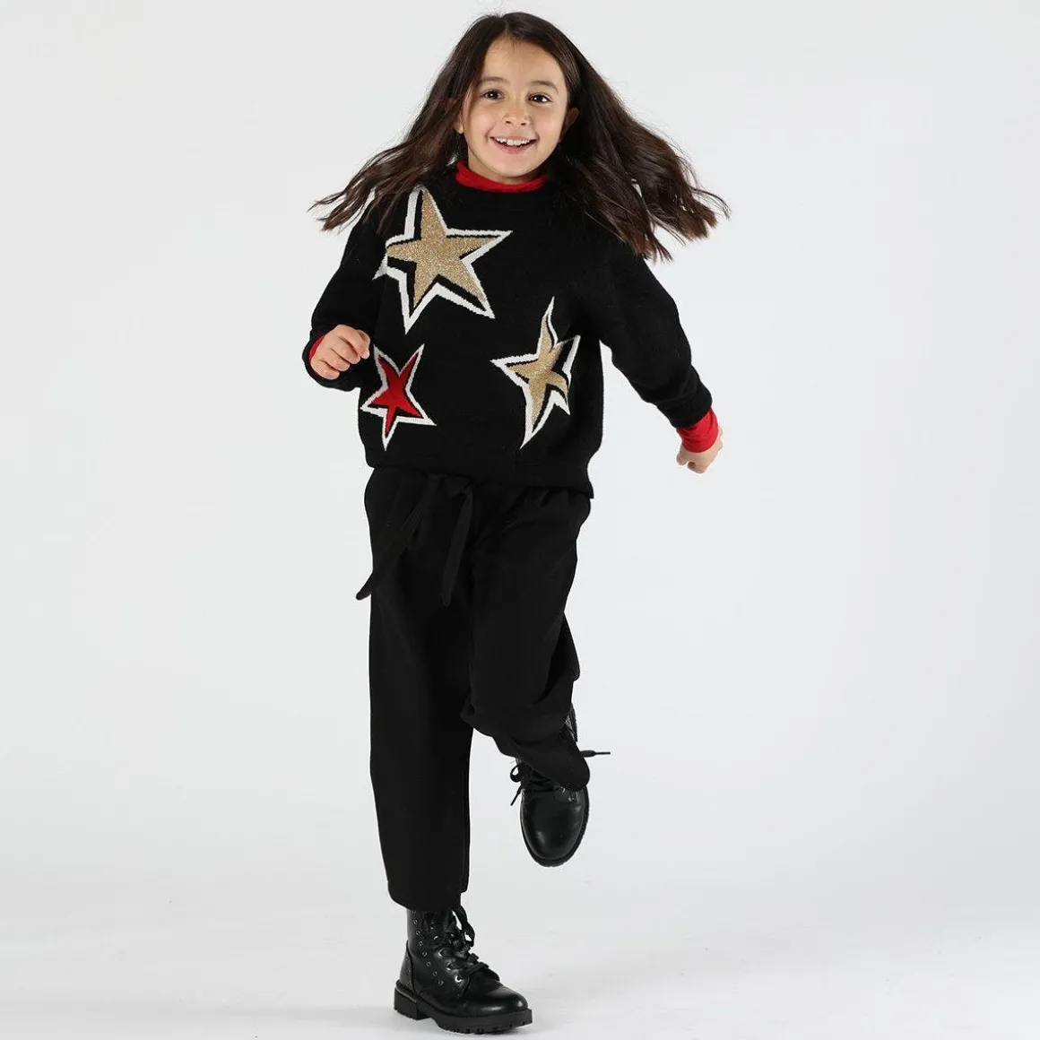 Maglia in tricot da bambina con stelle
