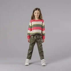 Maglia in tricot di ciniglia a righe in ciniglia bambina