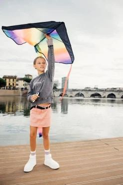 Maglia slavata a maniche lunghe per bambina
