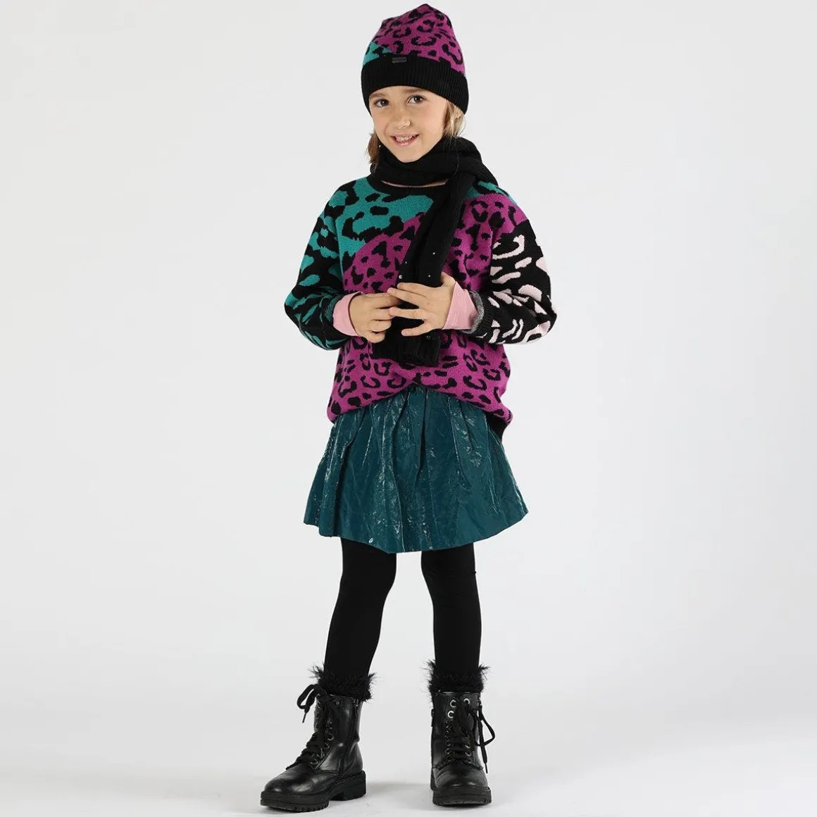 Maglia tricot maculato colorato bambina