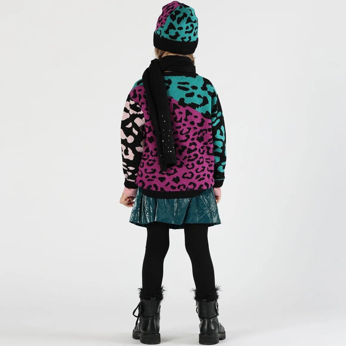 Maglia tricot maculato colorato bambina