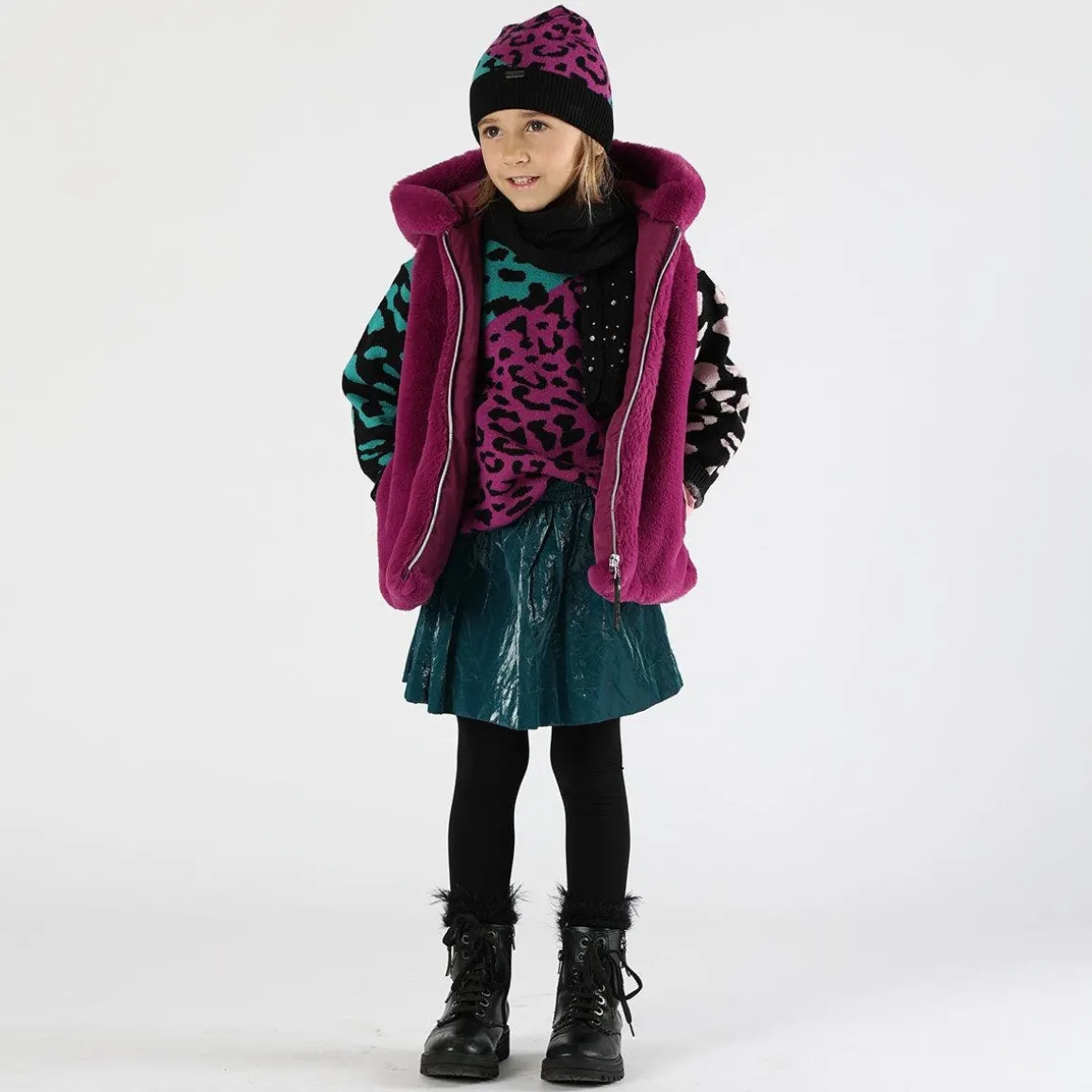 Maglia tricot maculato colorato bambina