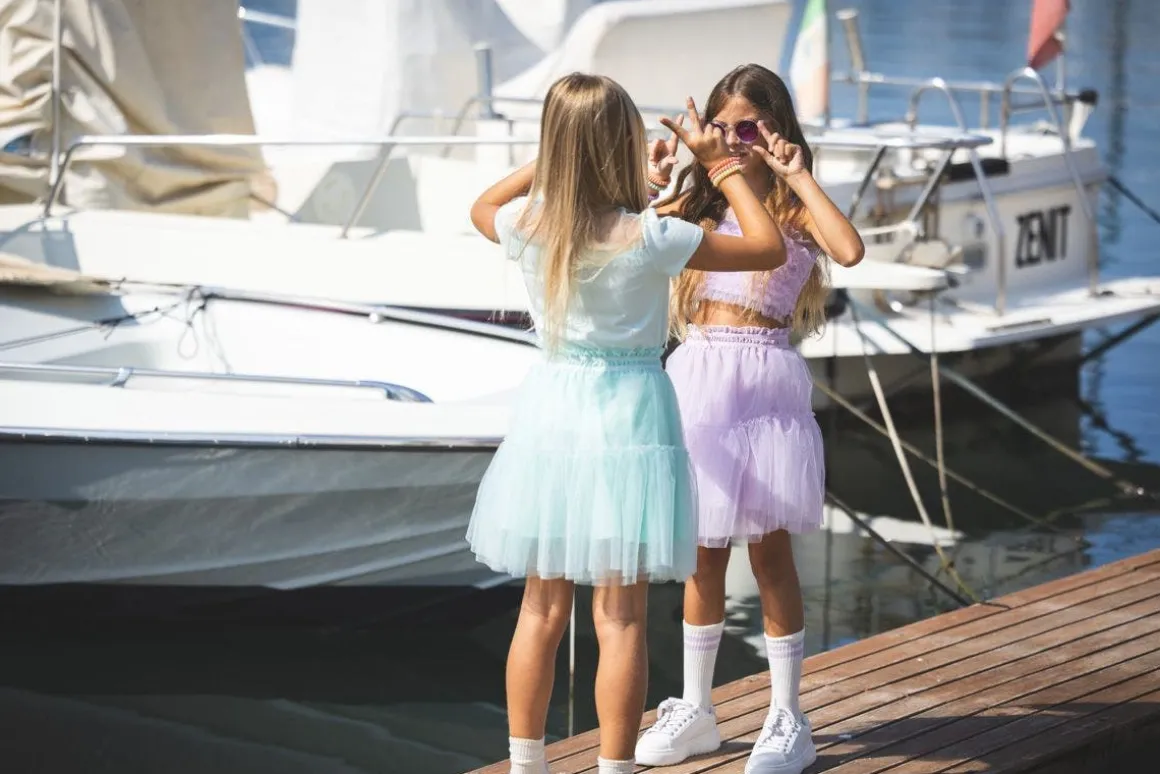 Maglietta con tulle per bambina