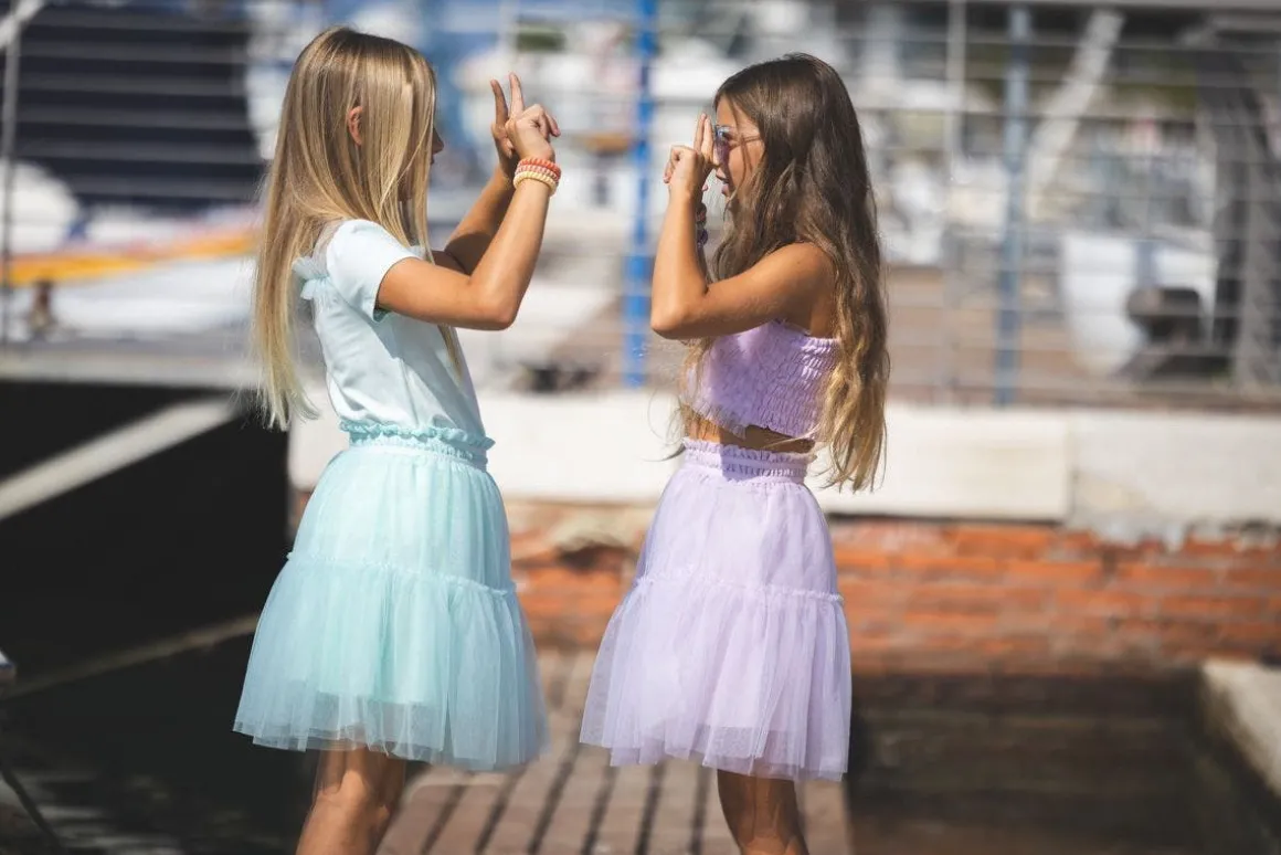 Maglietta con tulle per bambina