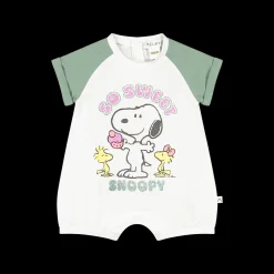 Pagliaccetto bicolore tema Peanuts per neonata
