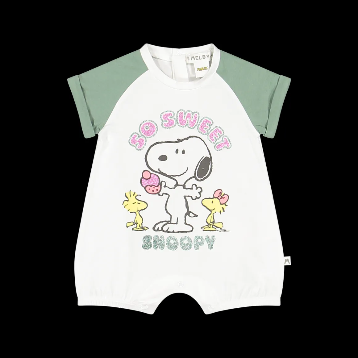 Pagliaccetto bicolore tema Peanuts per neonata