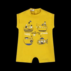 Pagliaccetto da neonato in jersey stretch giallo