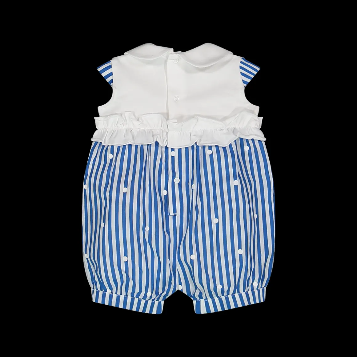 Pagliaccetto in jersey e tela da neonata
