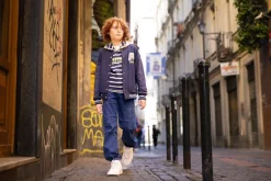 Pantalone baggy in denim stretch per ragazzo