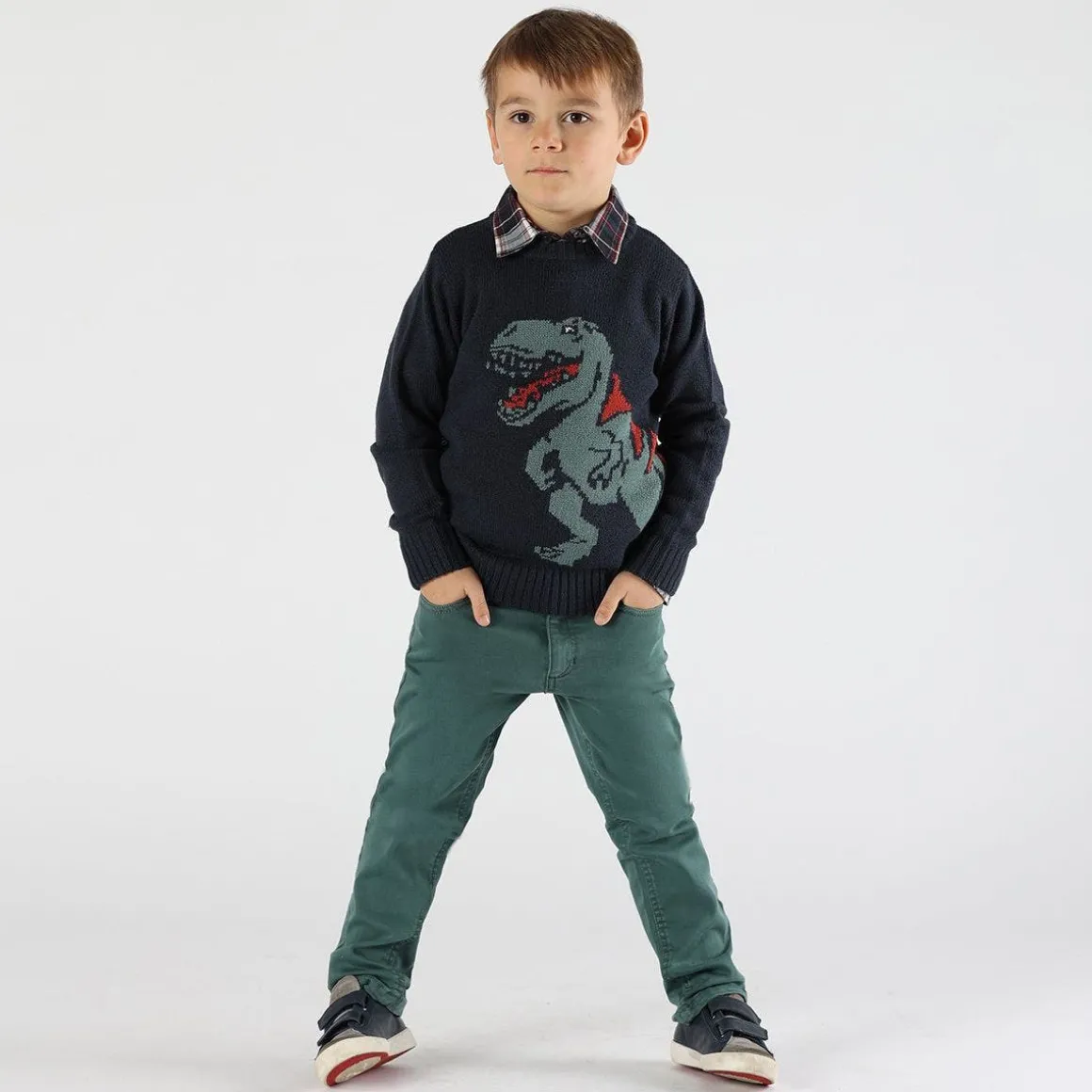 Pantalone bambino in tessuto effetto gabardina