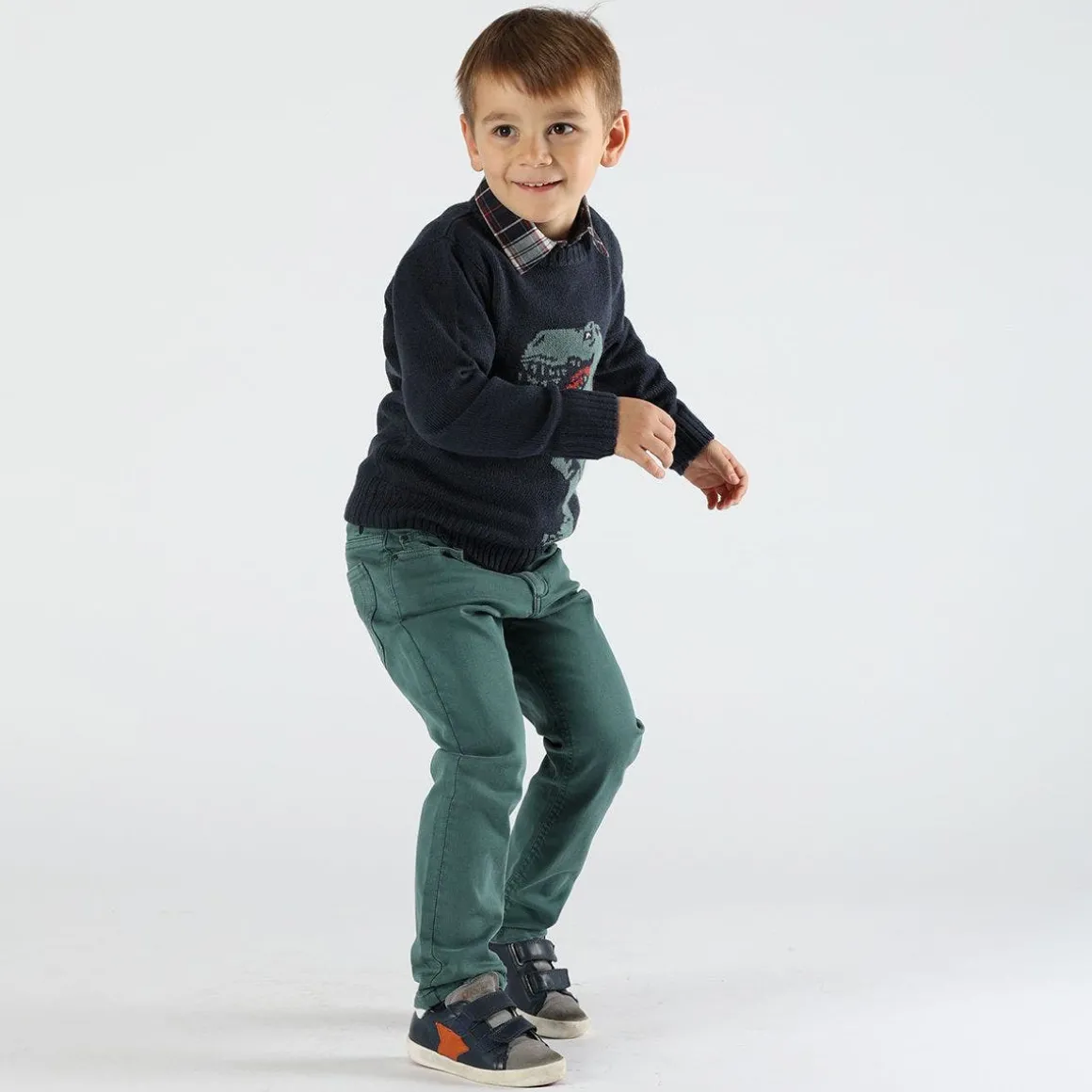 Pantalone bambino in tessuto effetto gabardina