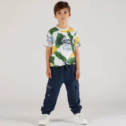 Pantalone blu in felpa malfilè bambino
