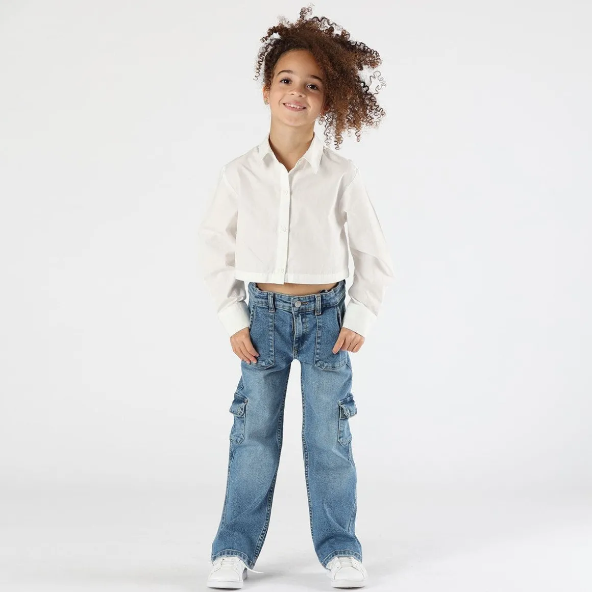 Pantalone cargo denim bambina