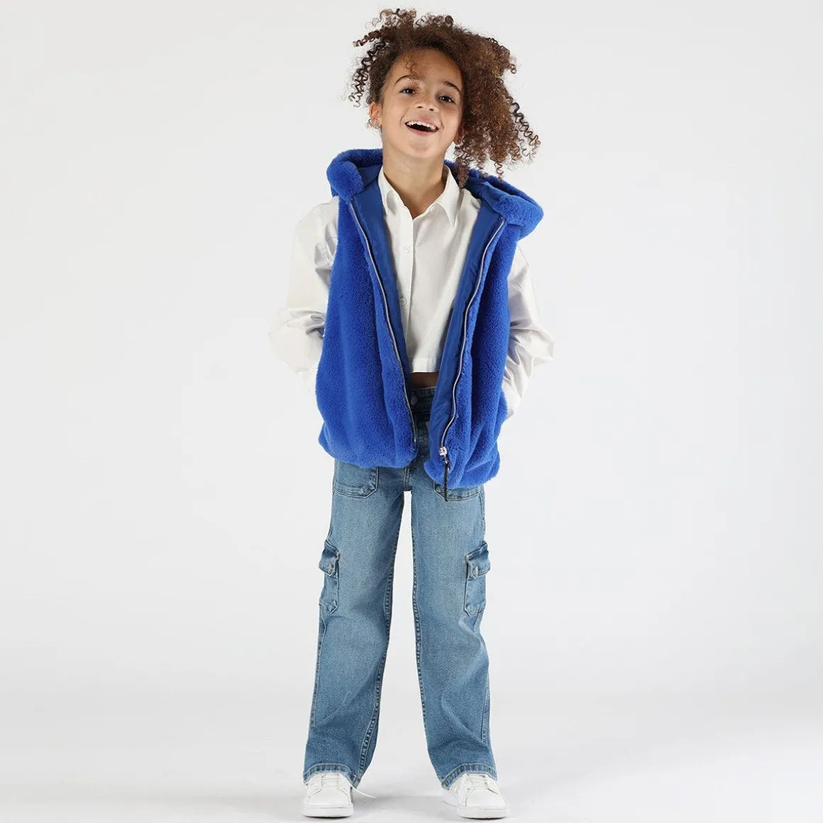 Pantalone cargo denim bambina