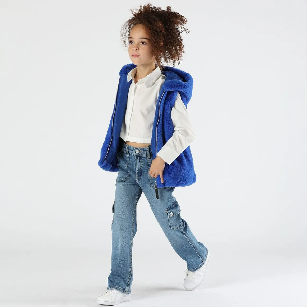 Pantalone cargo denim bambina
