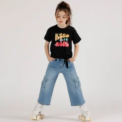 Pantalone cargo in denim bambina