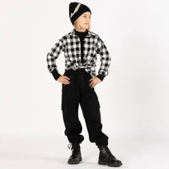 Pantalone cargo in denim nero per ragazza