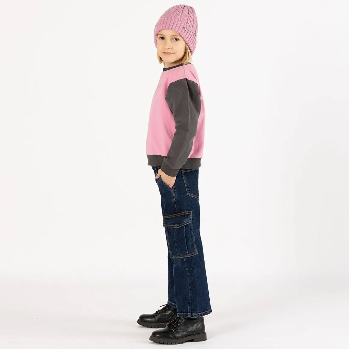 Pantalone cargo in denim per ragazza