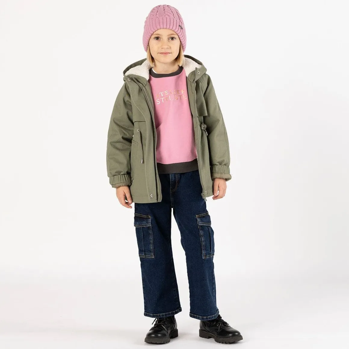 Pantalone cargo in denim per ragazza