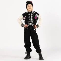 Pantalone cargo in denim nero per ragazza